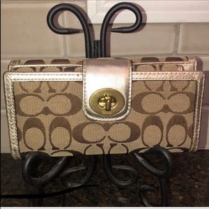 Coach Turnlock Signature Slim Wallet & Checkbook